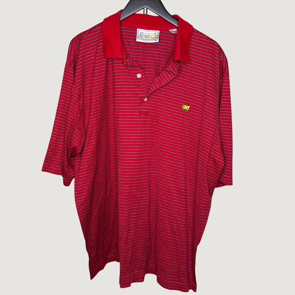 Augusta National Golf Shop Masters Polo Shirt Mens XL Red Striped Cotton